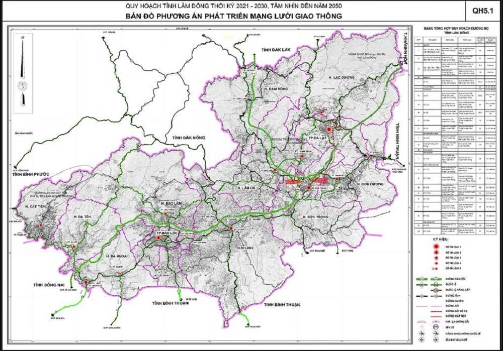 Bản đồ Lâm Đồng về quy hoạch giao thông